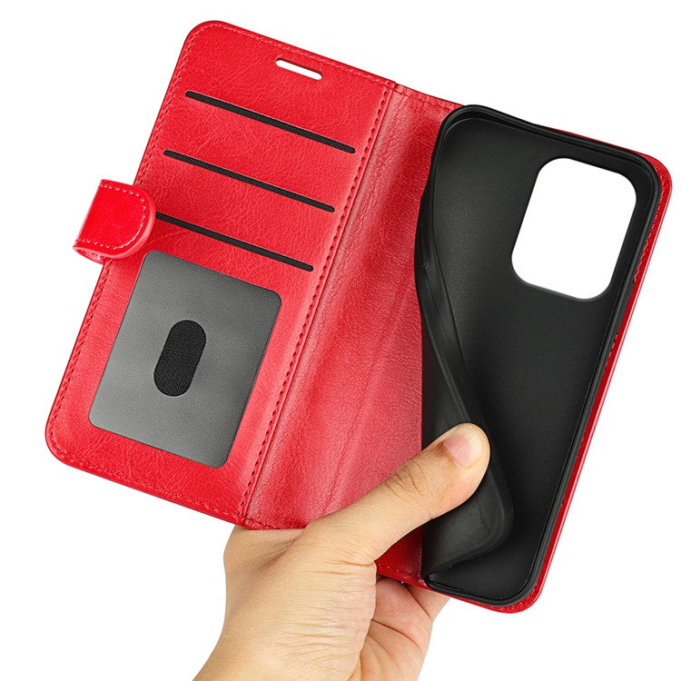 For Oppo Reno13 Pro 5G Wallet Case Crazy Horse Texture Stand Leather Phone Cover - Red