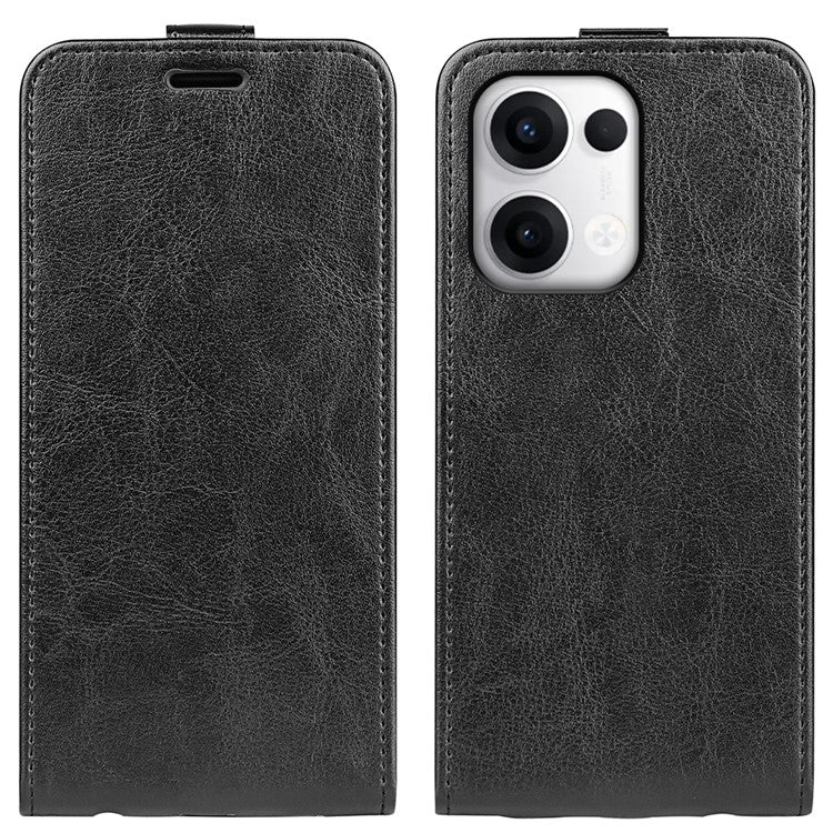 For Oppo Reno13 Pro 5G Case with Card Slots Vertical Flip Leather Phone Cover - Black