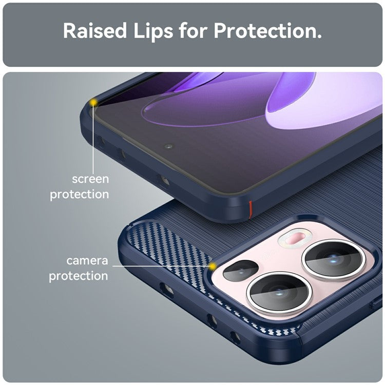 For Oppo Reno13 Pro 5G Case Protective Phone Cover Carbon Fiber Texture Brushed - Blue