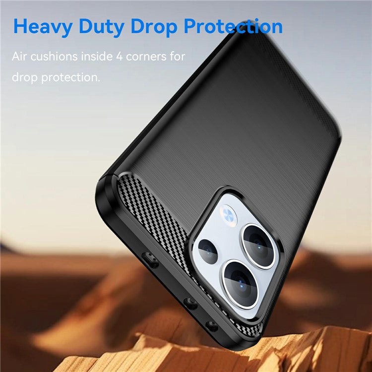 For Oppo Reno13 5G (Global) Case Protective Phone Cover Carbon Fiber Texture Brushed - Black