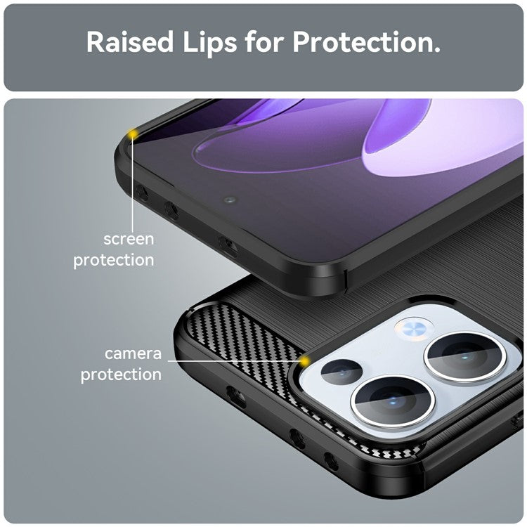 For Oppo Reno13 5G (Global) Case Protective Phone Cover Carbon Fiber Texture Brushed - Black