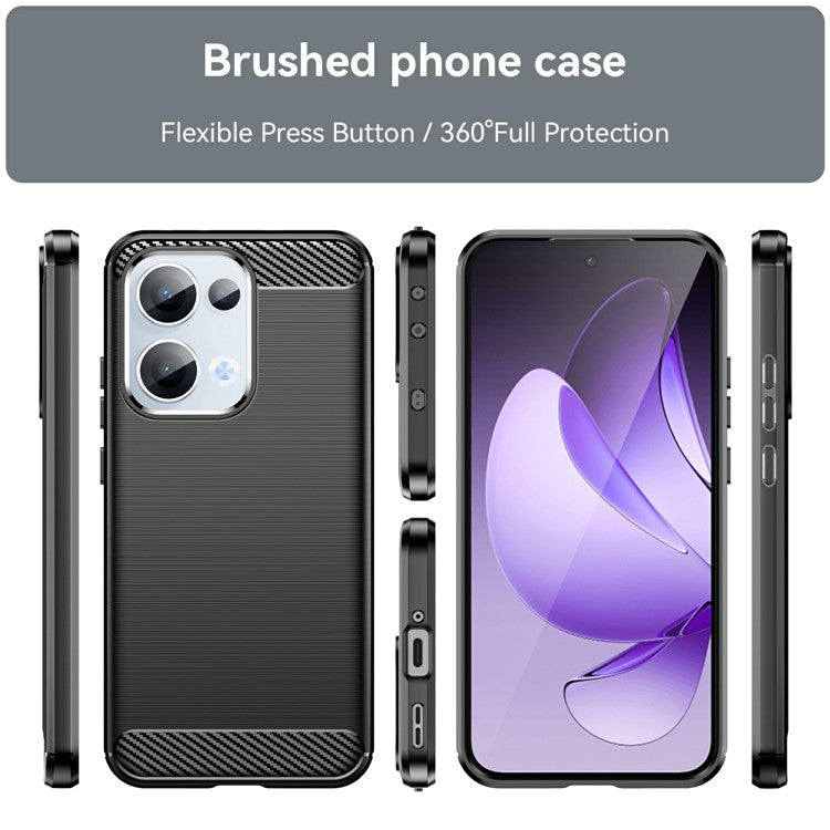 For Oppo Reno13 5G (Global) Case Protective Phone Cover Carbon Fiber Texture Brushed - Black