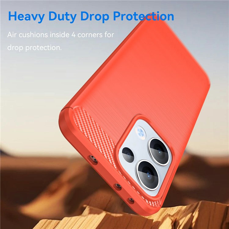 For Oppo Reno13 5G (Global) Case Protective Phone Cover Carbon Fiber Texture Brushed - Red