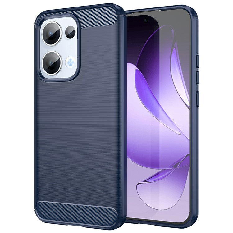 For Oppo Reno13 5G (Global) Case Protective Phone Cover Carbon Fiber Texture Brushed - Blue