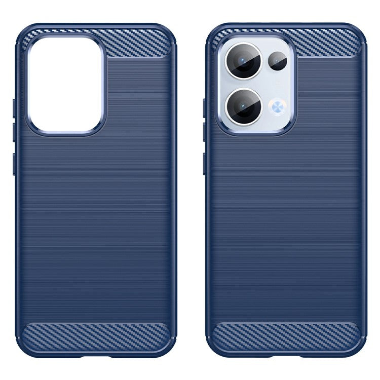 For Oppo Reno13 5G (Global) Case Protective Phone Cover Carbon Fiber Texture Brushed - Blue