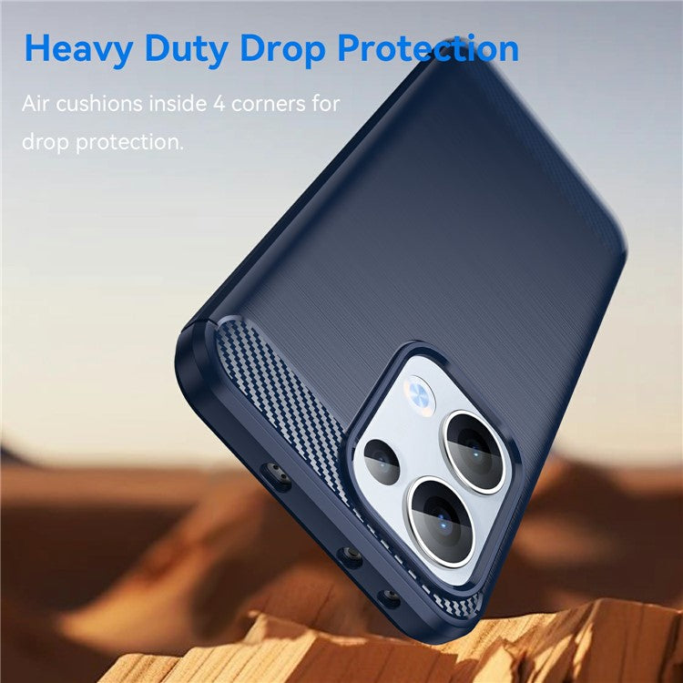 For Oppo Reno13 5G (Global) Case Protective Phone Cover Carbon Fiber Texture Brushed - Blue