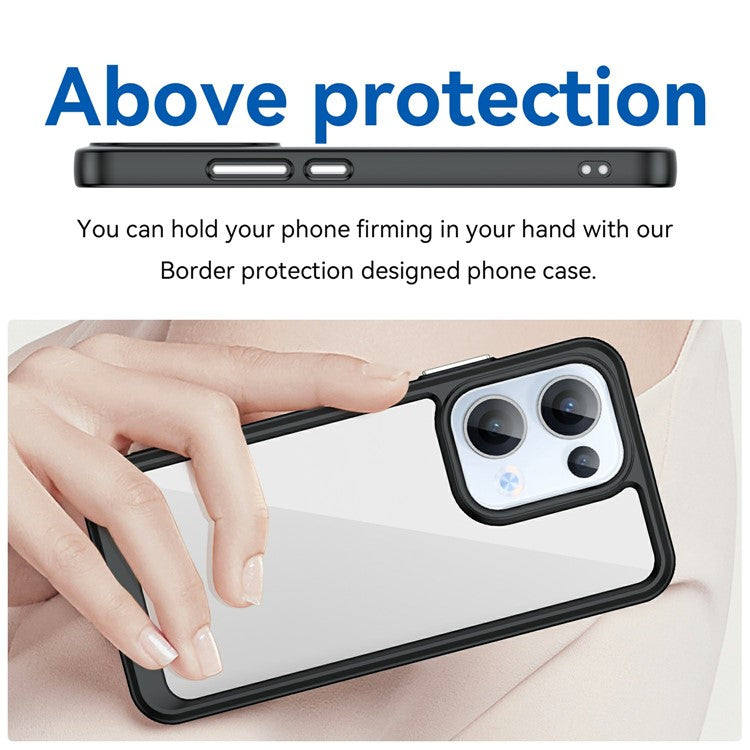For Oppo Reno13 5G (Global) Case TPU + Acrylic Protective Clear Phone Cover - Black