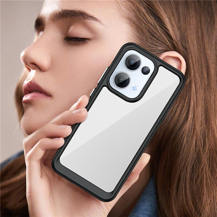 For Oppo Reno13 5G (Global) Case TPU + Acrylic Protective Clear Phone Cover - Black