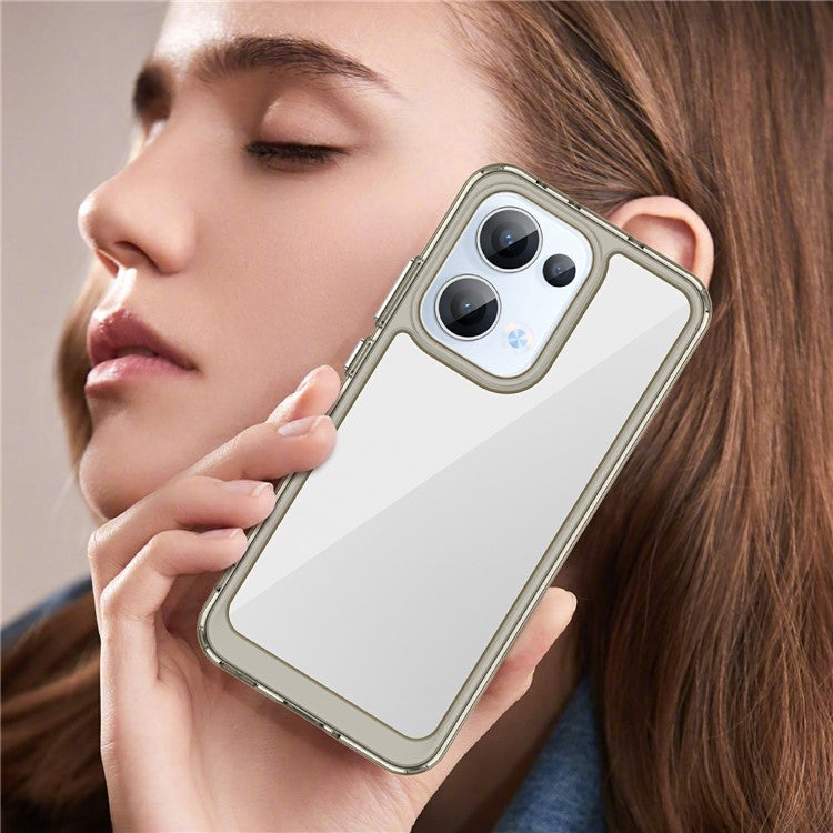 For Oppo Reno13 5G (Global) Case TPU + Acrylic Protective Clear Phone Cover - Transparent Grey