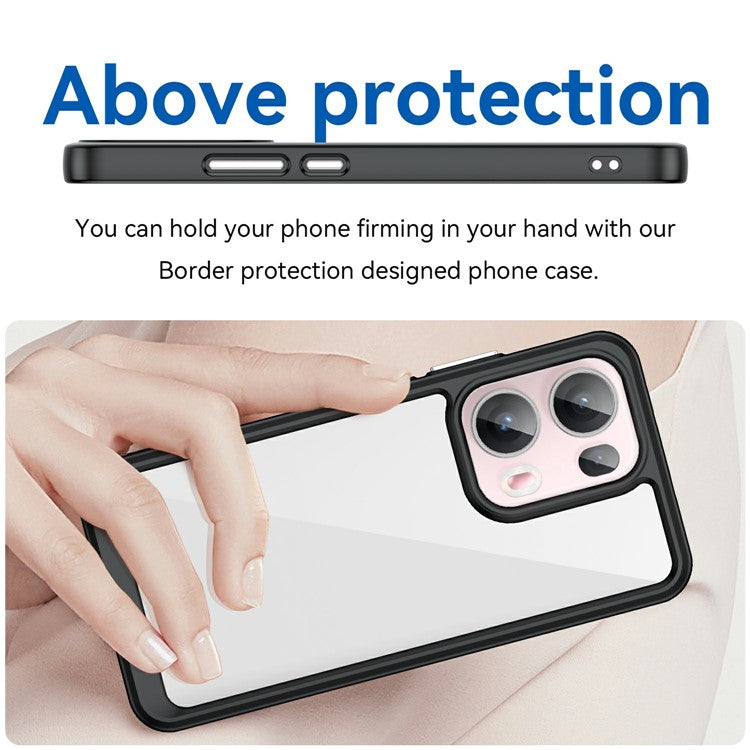 For Oppo Reno13 Pro 5G Case TPU + Acrylic Protective Clear Phone Cover - Black