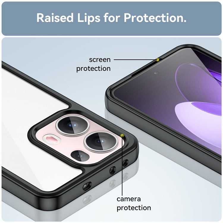 For Oppo Reno13 Pro 5G Case TPU + Acrylic Protective Clear Phone Cover - Black