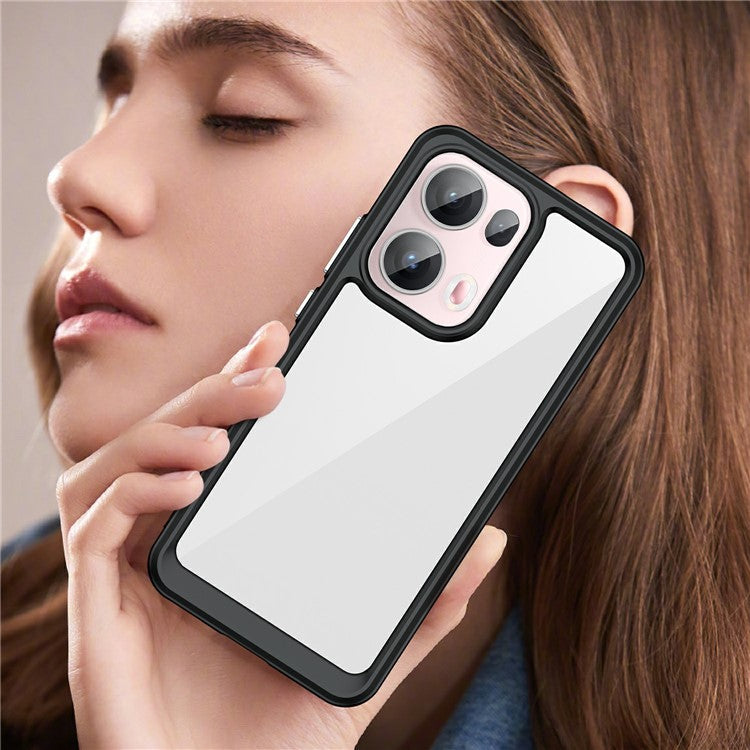 For Oppo Reno13 Pro 5G Case TPU + Acrylic Protective Clear Phone Cover - Black