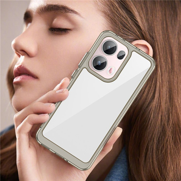 For Oppo Reno13 Pro 5G Case TPU + Acrylic Protective Clear Phone Cover - Transparent Grey