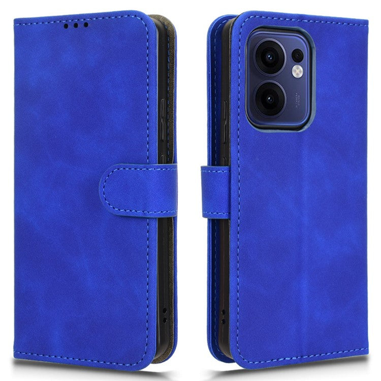 For Oppo Reno13 F 5G Leather Case Skin Feel Anti Drop Wallet Flip Phone Cover - Blue