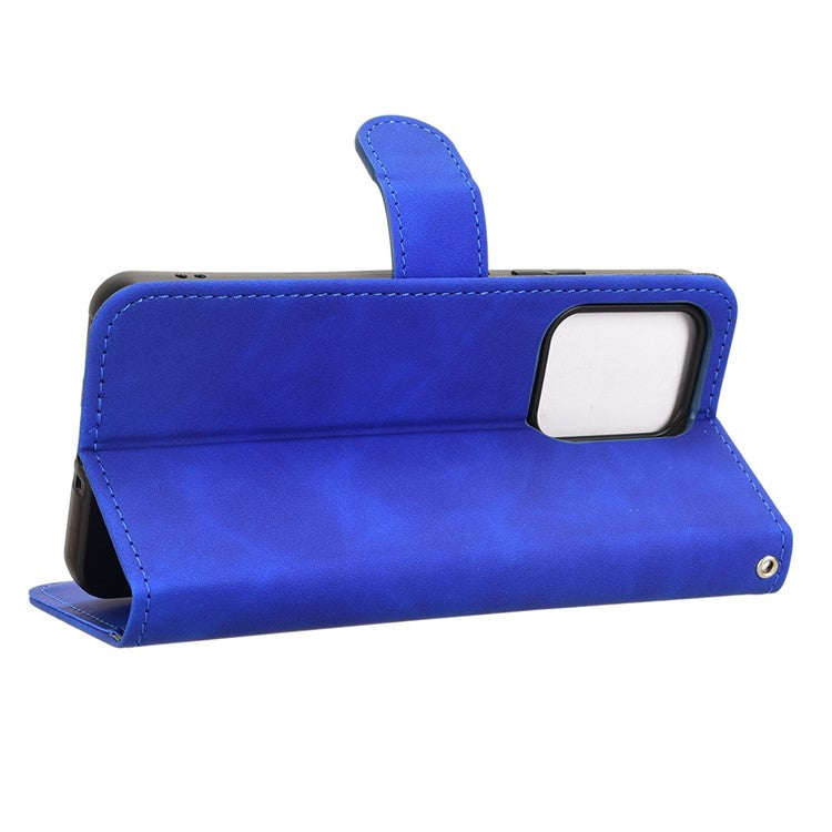 For Oppo Reno13 F 5G Leather Case Skin Feel Anti Drop Wallet Flip Phone Cover - Blue