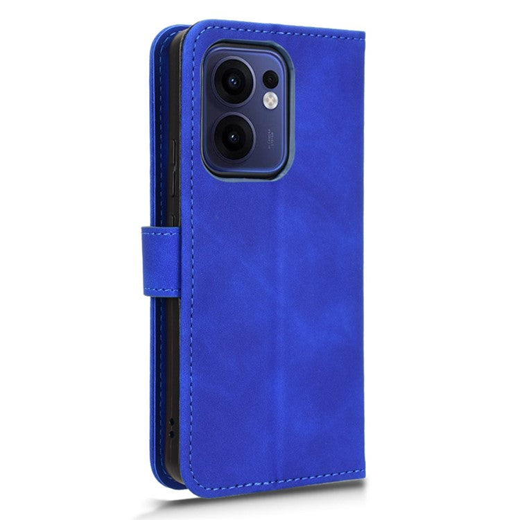For Oppo Reno13 F 5G Leather Case Skin Feel Anti Drop Wallet Flip Phone Cover - Blue