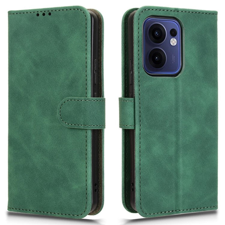 For Oppo Reno13 F 5G Leather Case Skin Feel Anti Drop Wallet Flip Phone Cover - Green
