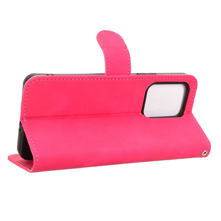 For Oppo Reno13 F 5G Leather Case Skin Feel Anti Drop Wallet Flip Phone Cover - Rose