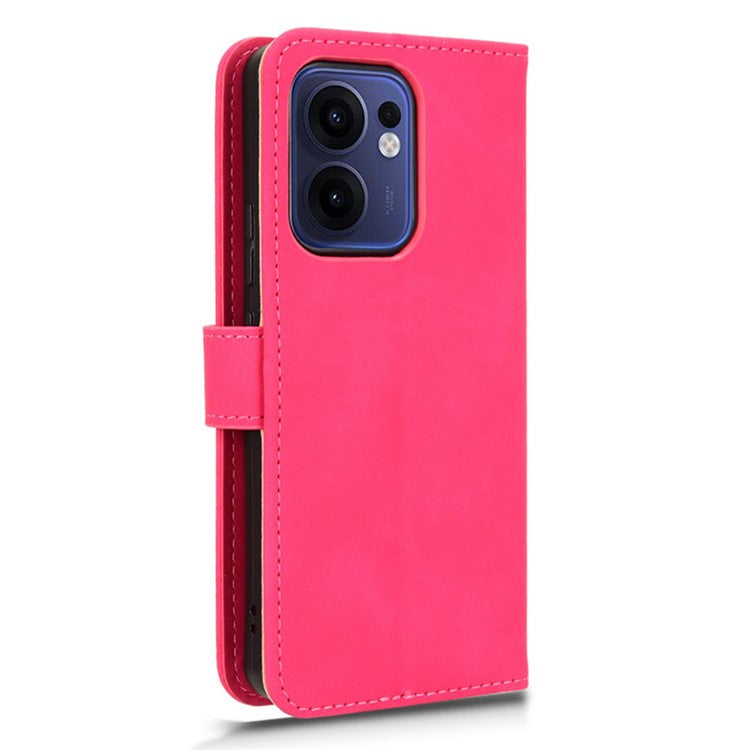 For Oppo Reno13 F 5G Leather Case Skin Feel Anti Drop Wallet Flip Phone Cover - Rose