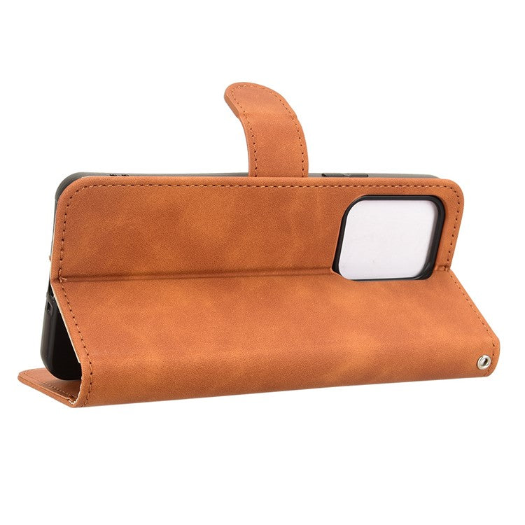 For Oppo Reno13 F 5G Leather Case Skin Feel Anti Drop Wallet Flip Phone Cover - Brown