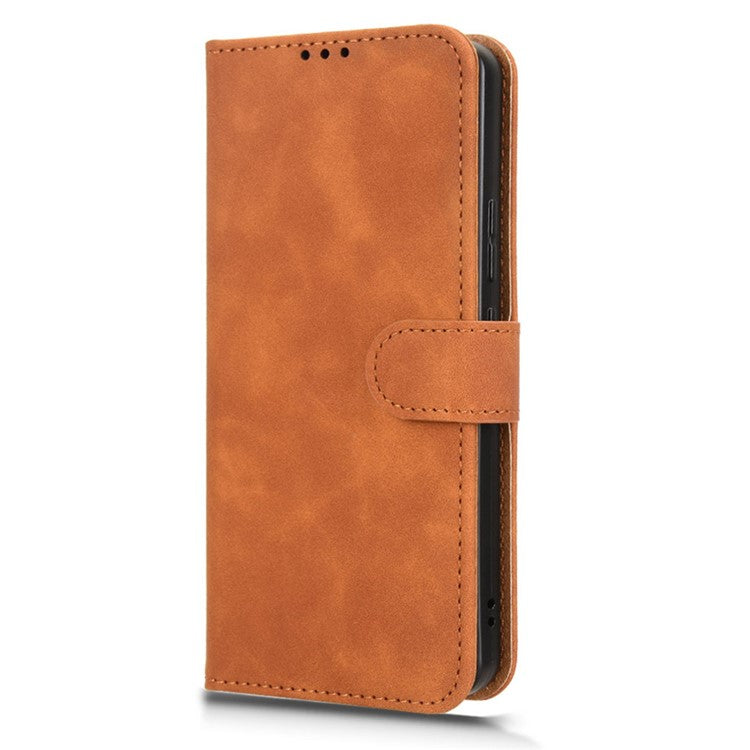 For Oppo Reno13 F 5G Leather Case Skin Feel Anti Drop Wallet Flip Phone Cover - Brown