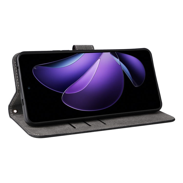 For Oppo Reno13 F 5G / 4G Wallet Case RFID Blocking PU Leather Cover Stand View - Black