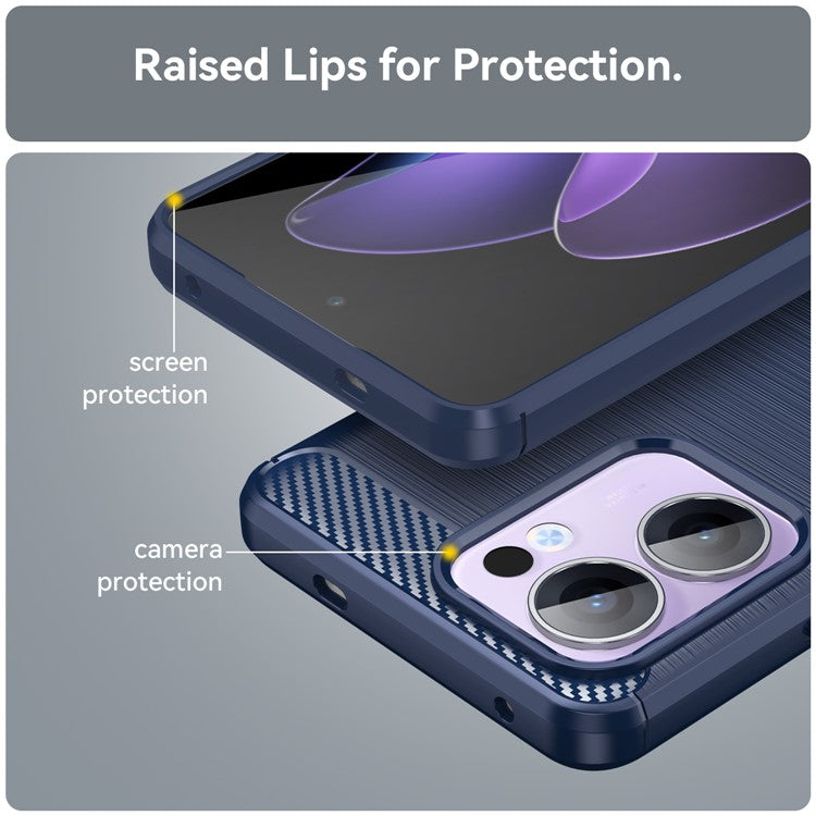 For Oppo Reno13 F 5G Case Protective Phone Cover Carbon Fiber Texture Brushed - Blue