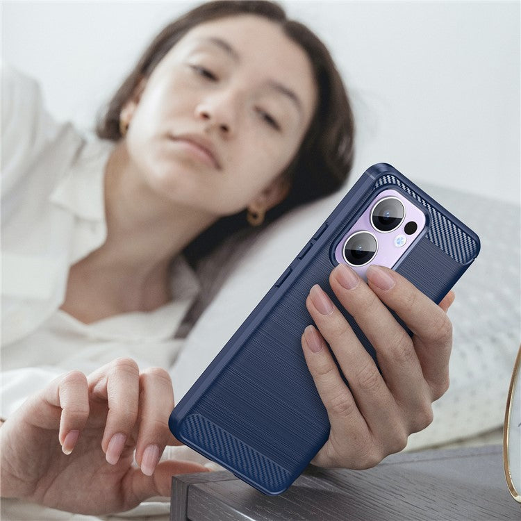 For Oppo Reno13 F 5G Case Protective Phone Cover Carbon Fiber Texture Brushed - Blue
