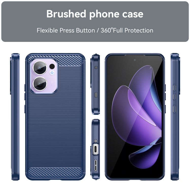For Oppo Reno13 F 5G Case Protective Phone Cover Carbon Fiber Texture Brushed - Blue