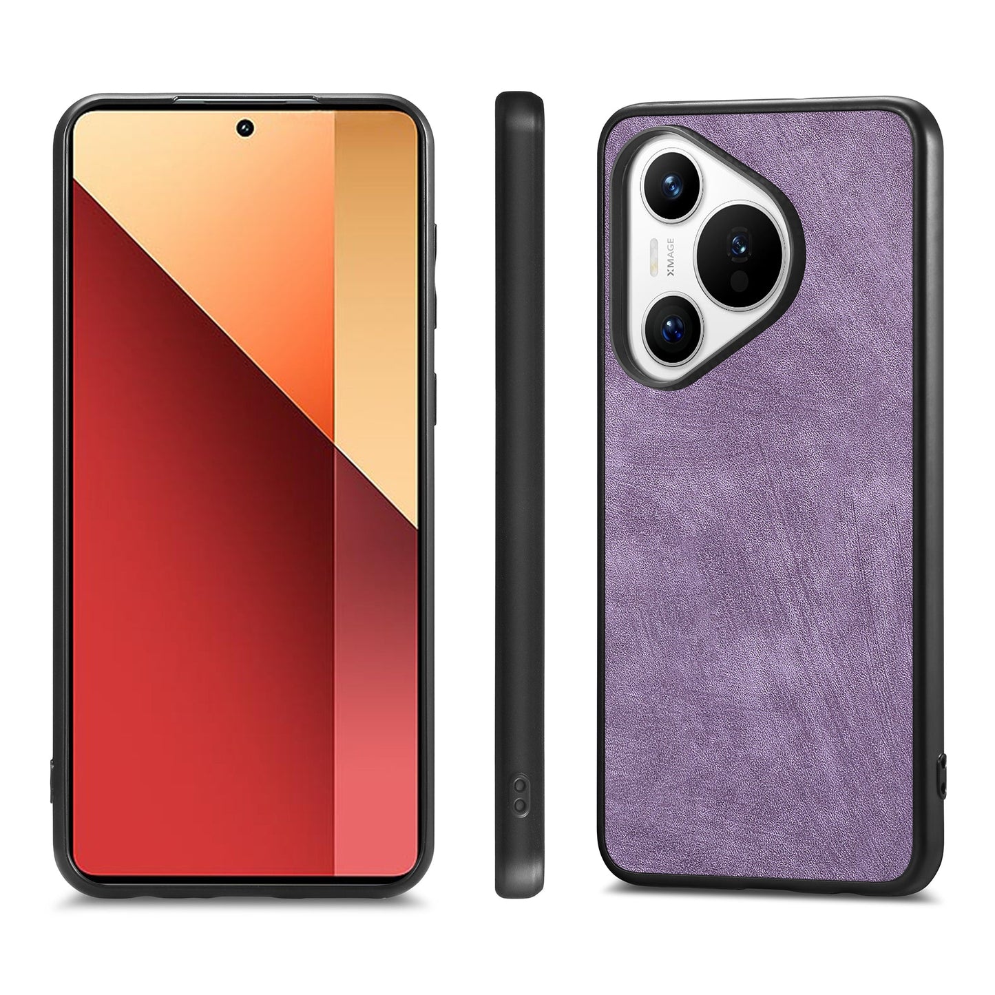 For Huawei Pura 70 Case Shockproof Slim Retro Leather Phone Back Cover - Purple