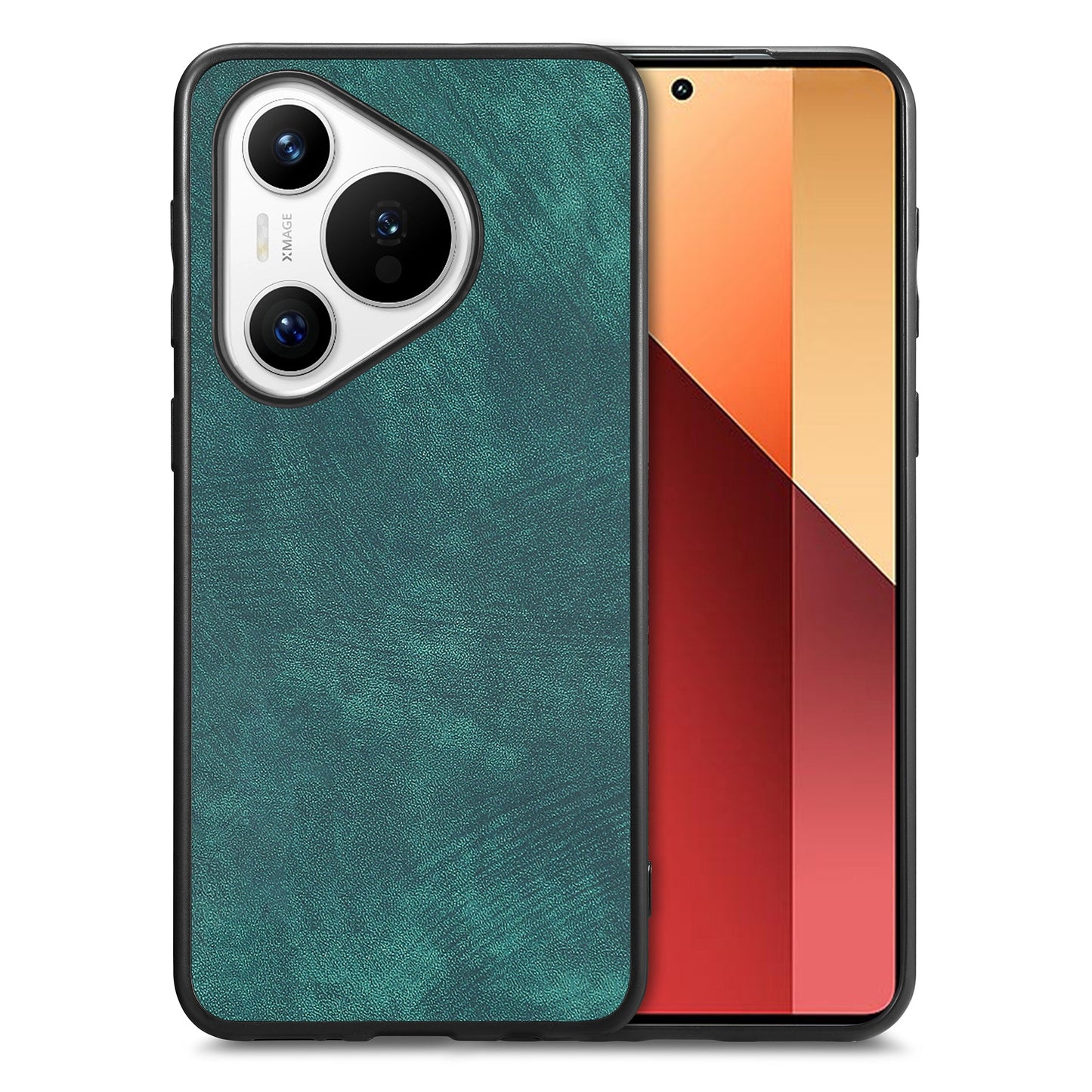 For Huawei Pura 70 Case Shockproof Slim Retro Leather Phone Back Cover - Green