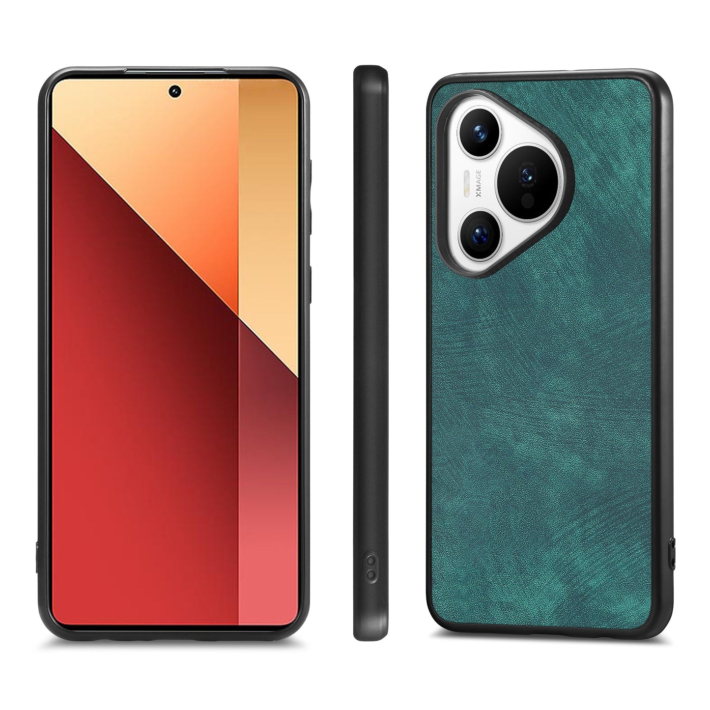 For Huawei Pura 70 Case Shockproof Slim Retro Leather Phone Back Cover - Green