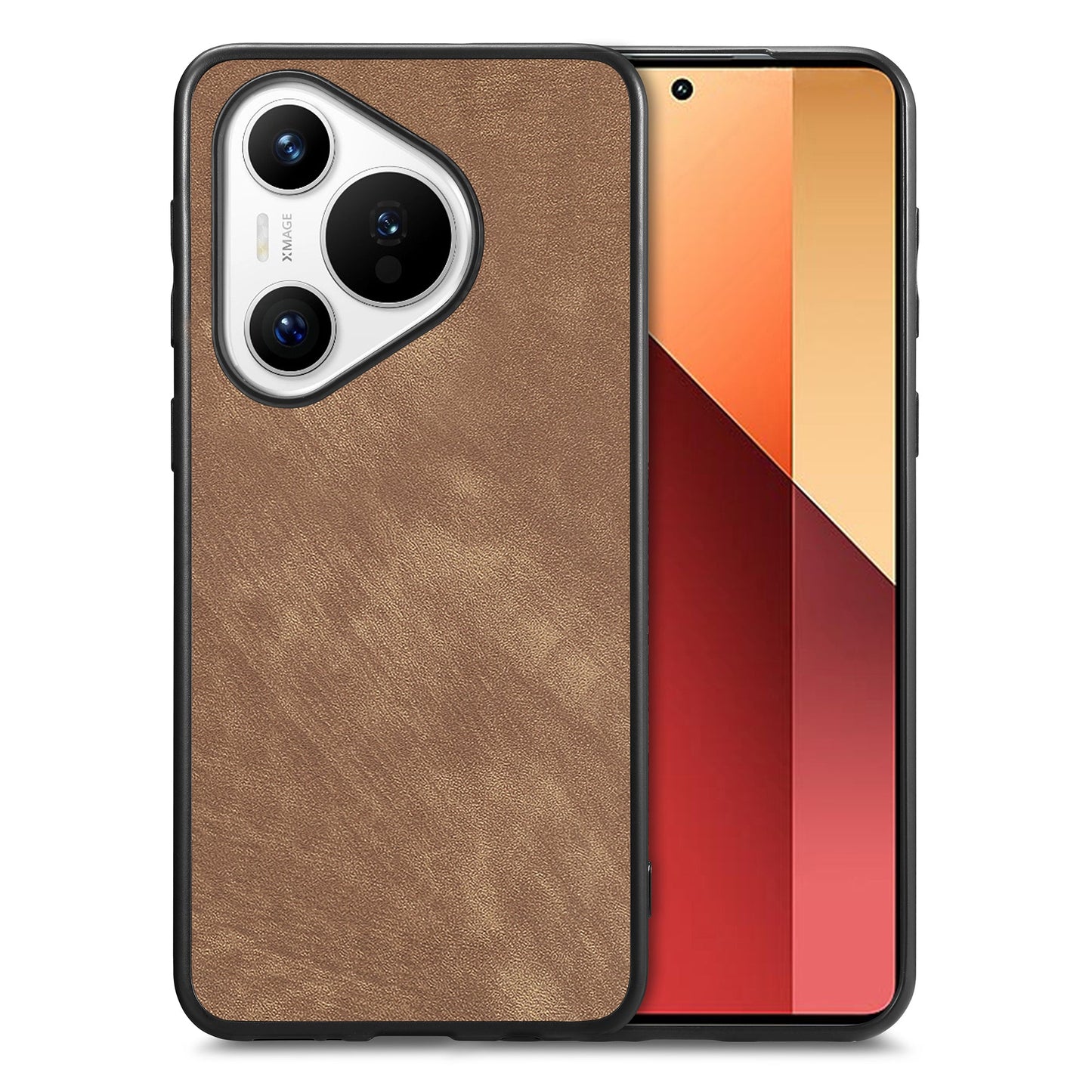 For Huawei Pura 70 Case Shockproof Slim Retro Leather Phone Back Cover - Brown