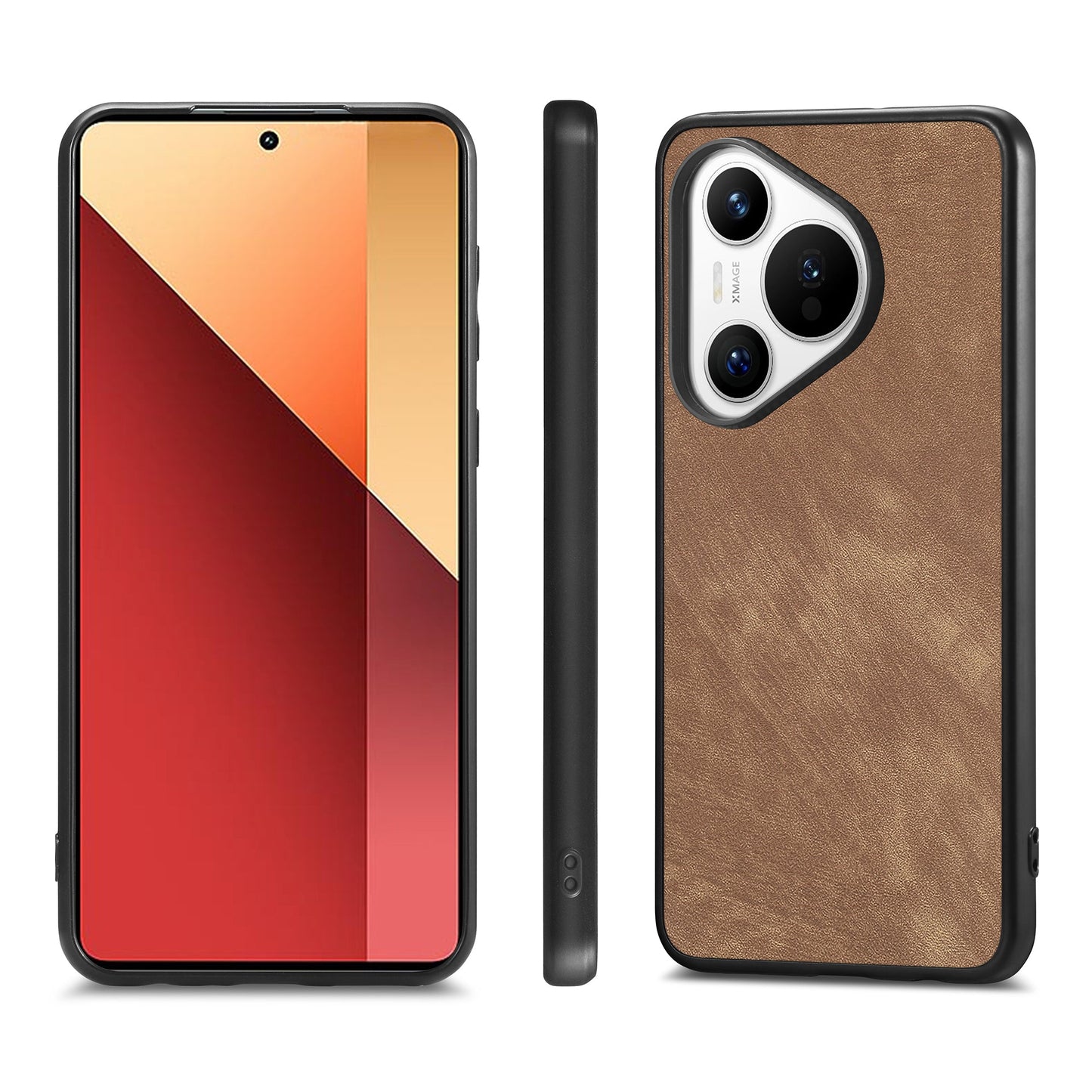 For Huawei Pura 70 Case Shockproof Slim Retro Leather Phone Back Cover - Brown