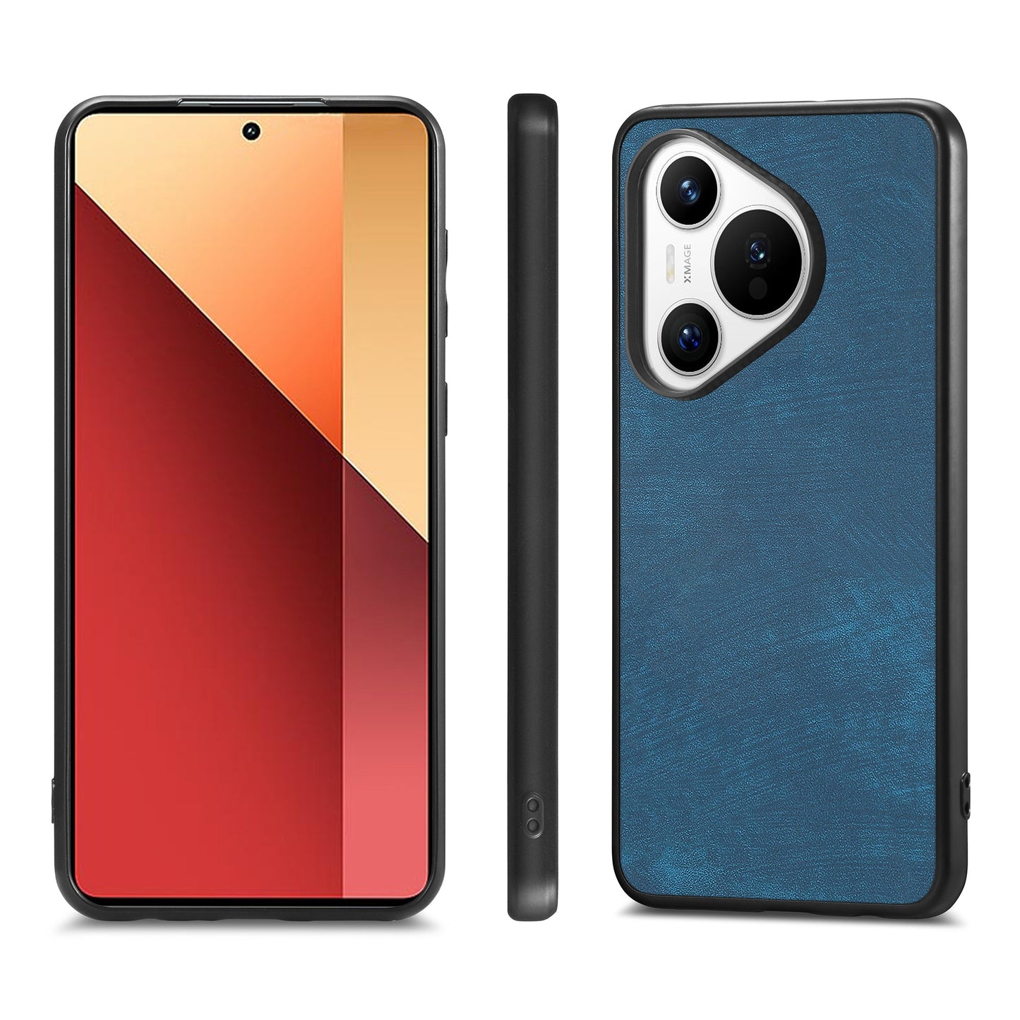 For Huawei Pura 70 Case Shockproof Slim Retro Leather Phone Back Cover - Blue