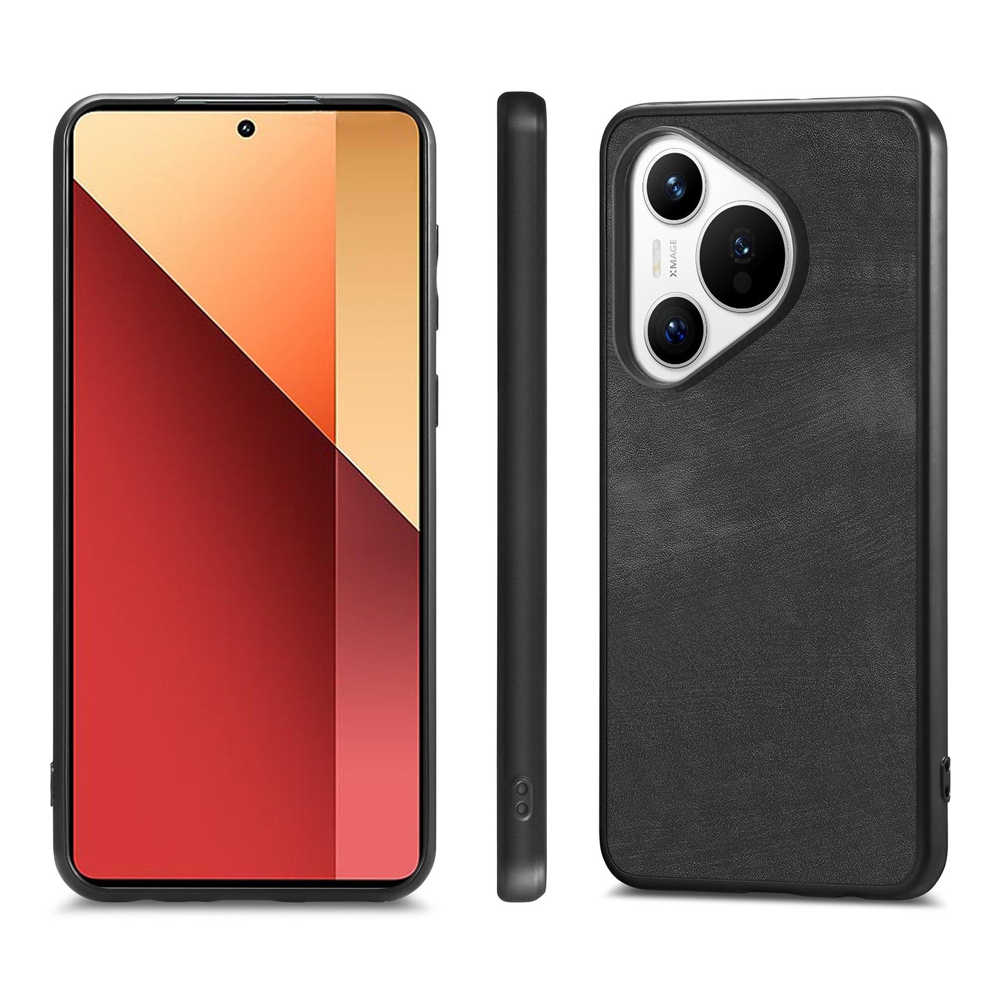 For Huawei Pura 70 Case Shockproof Slim Retro Leather Phone Back Cover - Black
