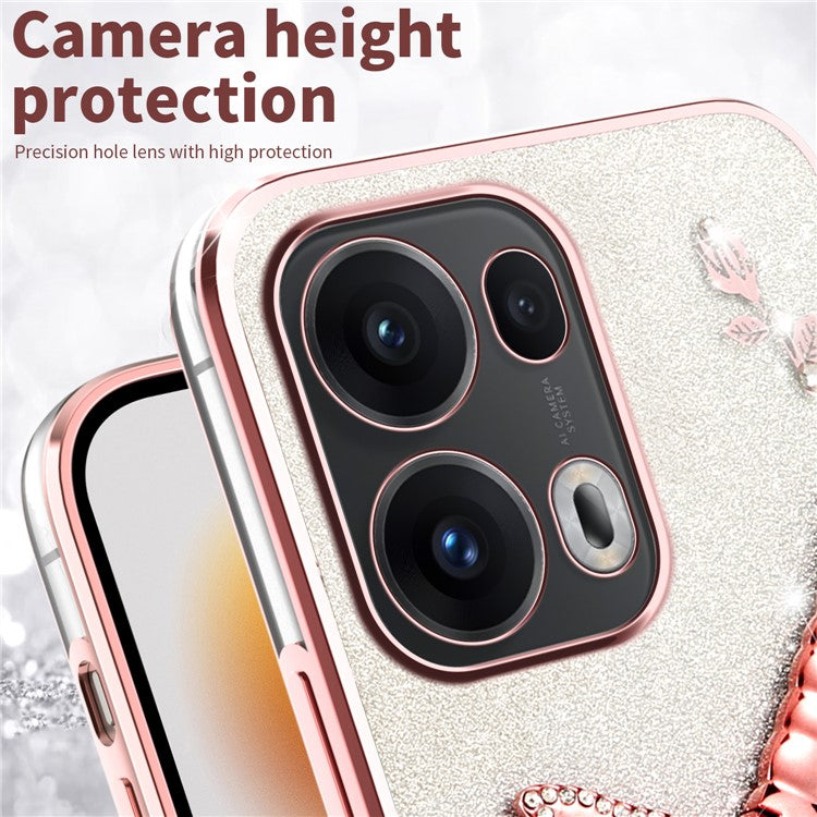 KADEM For Oppo Reno13 Pro 5G Case Dragonfly Kickstand TPU Flowers Glitter Phone Cover - Pink