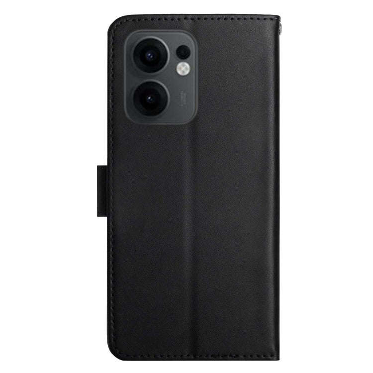 For Oppo Reno13 F 5G / 4G Case Genuine Cow Leather Phone Cover Nappa Texture - Black