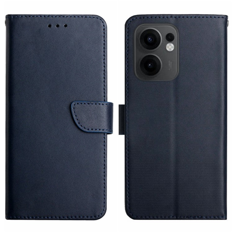 For Oppo Reno13 F 5G / 4G Case Genuine Cow Leather Phone Cover Nappa Texture - Blue