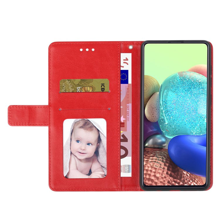 For Oppo Reno13 F 5G / 4G Case with Wrist Strap Y Shaped Lines Imprint Leather Phone Cover - Red