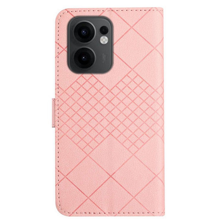 For Oppo Reno13 F 5G / 4G Wallet Phone Case Imprint PU Leather Flip Folio Cover - Pink
