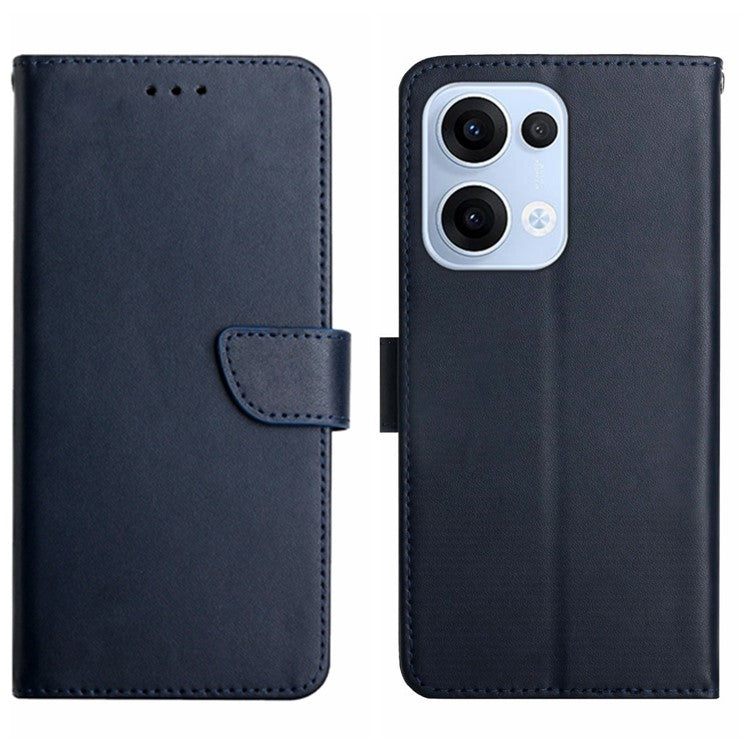For Oppo Reno13 5G (Global) Case Genuine Cow Leather Phone Cover Nappa Texture - Blue