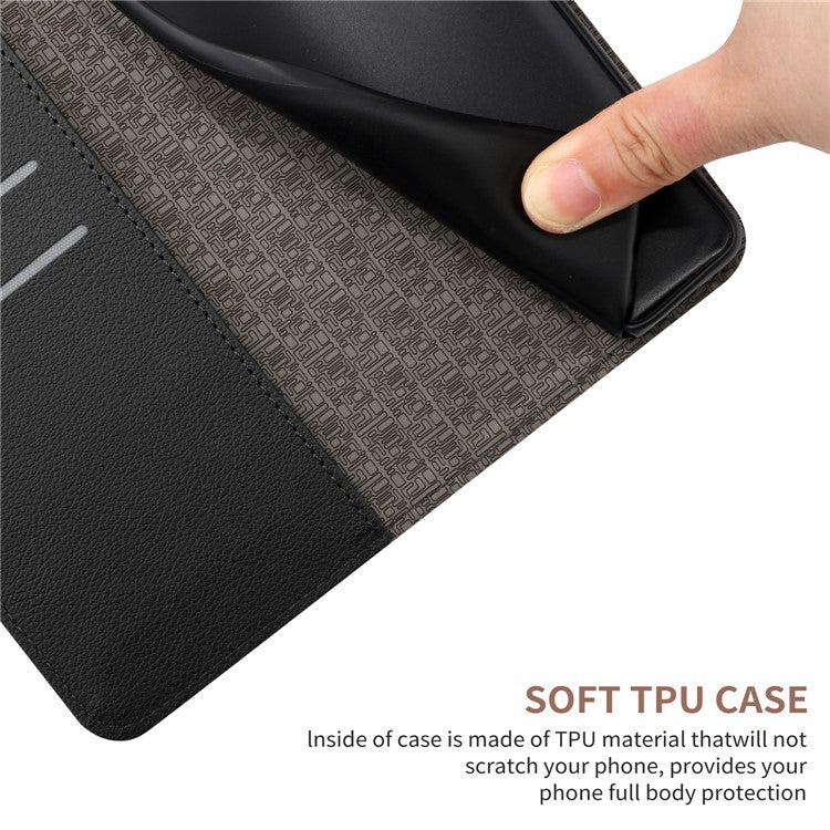 For Oppo Reno13 5G (Global) Wallet Phone Case Imprint PU Leather Flip Folio Cover - Black