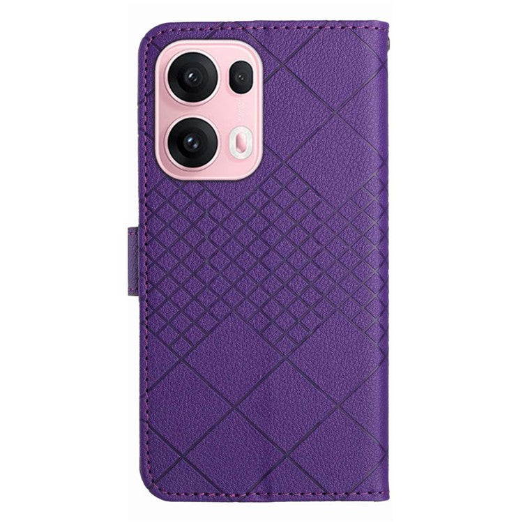 For Oppo Reno13 Pro 5G Wallet Phone Case Imprint PU Leather Flip Folio Cover - Dark Purple
