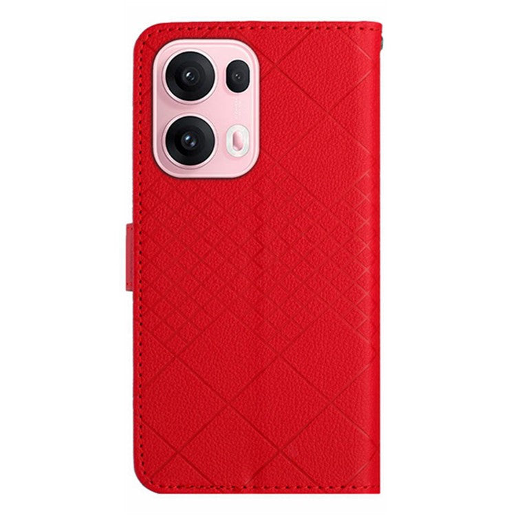 For Oppo Reno13 Pro 5G Wallet Phone Case Imprint PU Leather Flip Folio Cover - Red