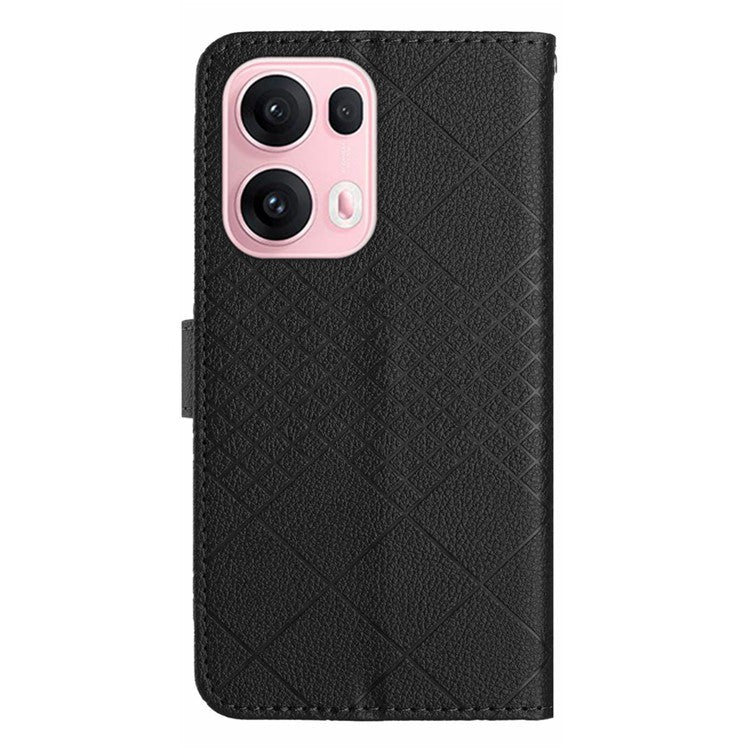 For Oppo Reno13 Pro 5G Wallet Phone Case Imprint PU Leather Flip Folio Cover - Black