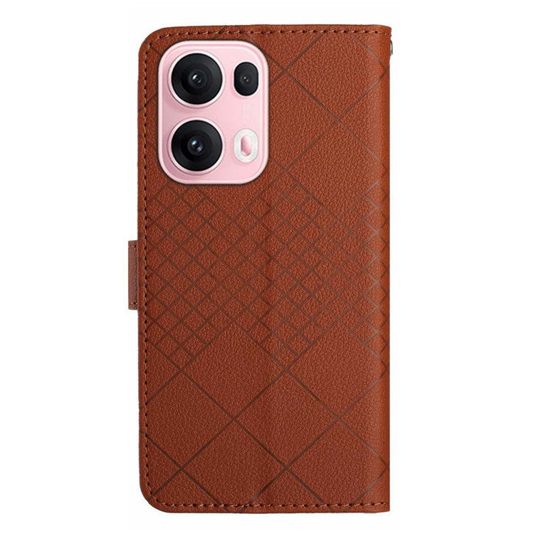 For Oppo Reno13 Pro 5G Wallet Phone Case Imprint PU Leather Flip Folio Cover - Brown