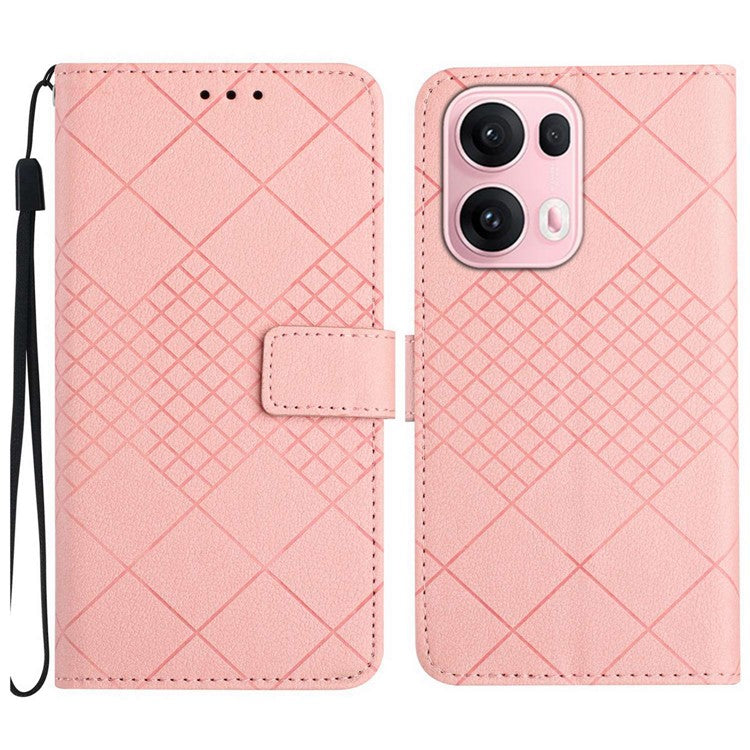 For Oppo Reno13 Pro 5G Wallet Phone Case Imprint PU Leather Flip Folio Cover - Pink