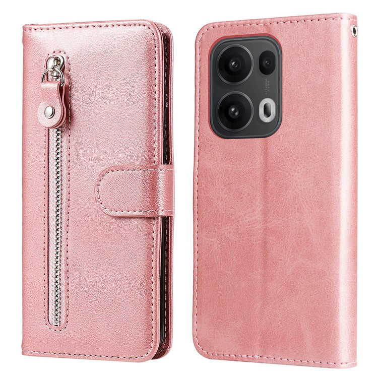 For Oppo Reno13 Pro 5G Case Zipper Wallet Calf Texture PU Leather Phone Cover - Pink