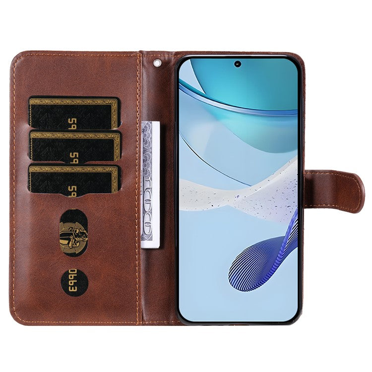 For Oppo Reno13 Pro 5G Case Zipper Wallet Calf Texture PU Leather Phone Cover - Brown